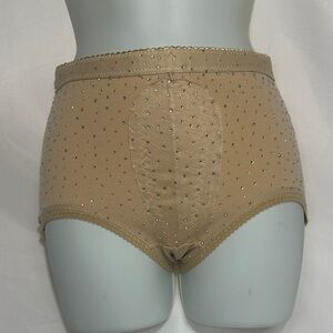 Tan High-Waisted bloomer panties with Rhinestone Accents
